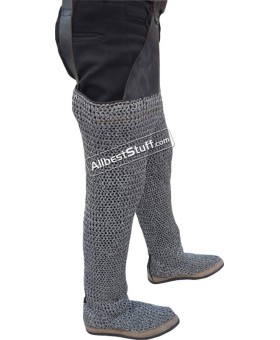 Aluminum Chainmail Legging Flat Ring integrated Leather Shoe